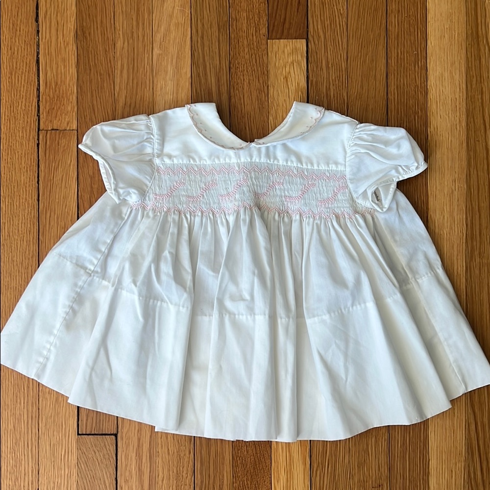 White Smocked Blouse with Puffed Sleeves